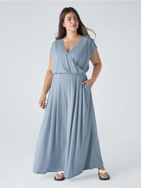 Halara V-Neck Short Sleeve Pocket Wide Leg Flowy Waffle Casual Jumpsuit - NNWOT